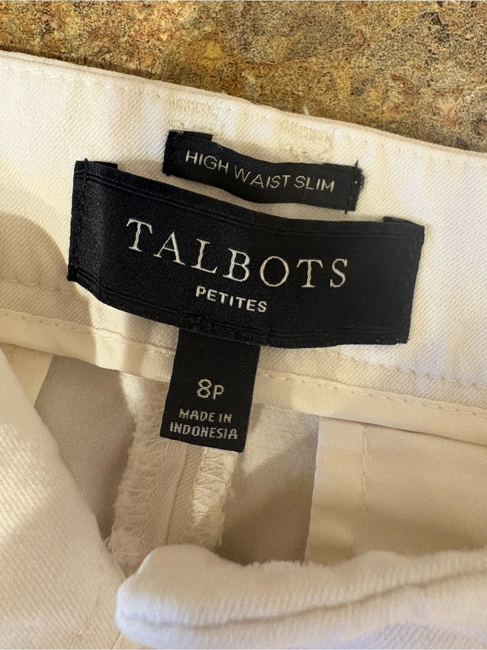Talbots High Waist Slim Leg Ankle Pants Cream Ivory Size 8P